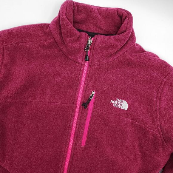 The North Face Jacket Women's L Burgundy Fleece Full‎ Zip Pockets Polyester - Picture 1 of 13